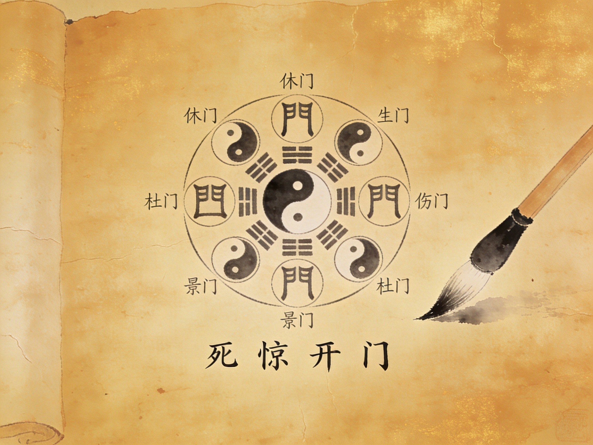 Ancient QMDJ manuscript showing Eight Gates diagram